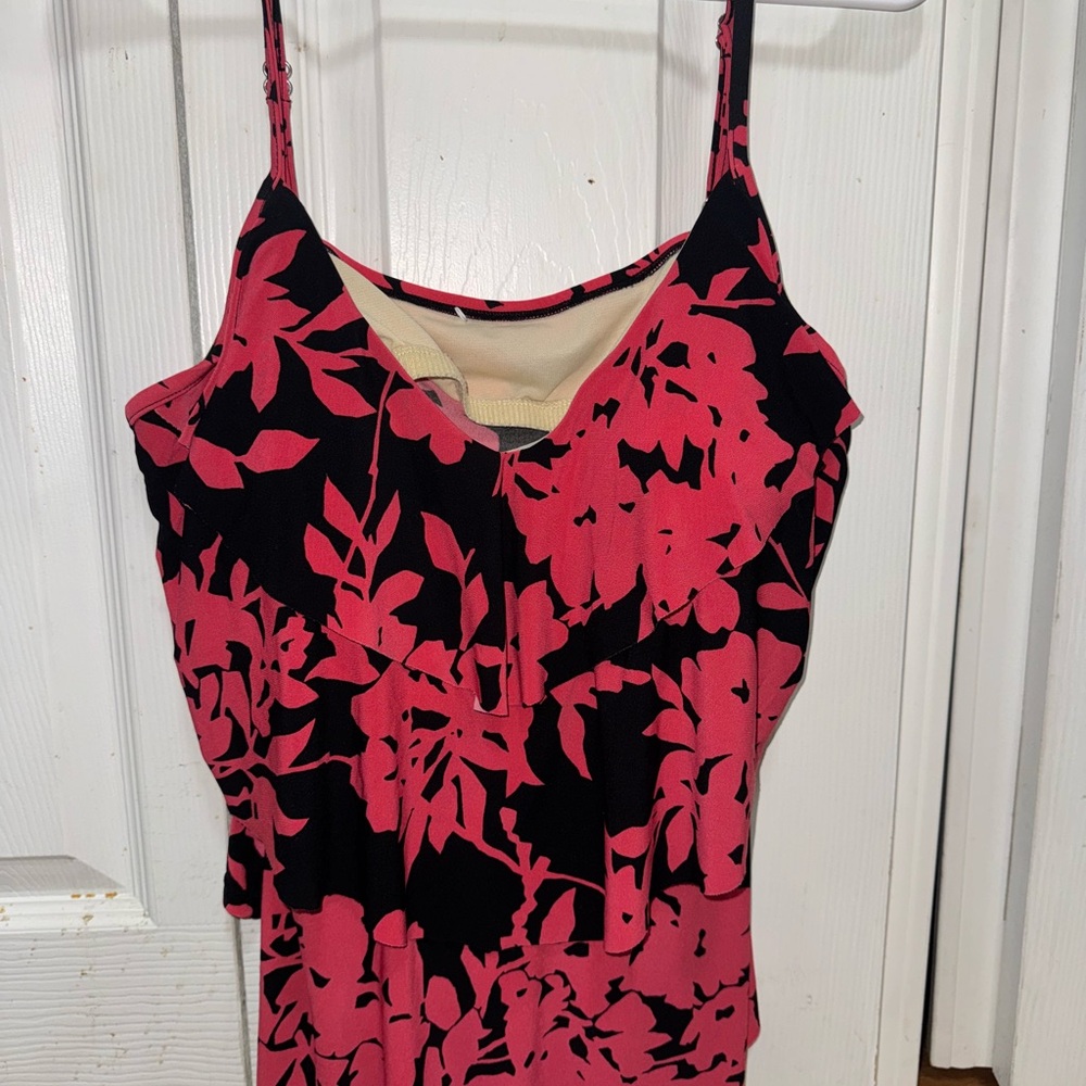 Floral Pink and Black Women's Top Aqua Green swimsuit